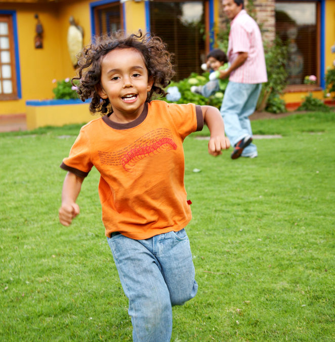 Happy Kid Running And Having Fun Outside His Home 662X675